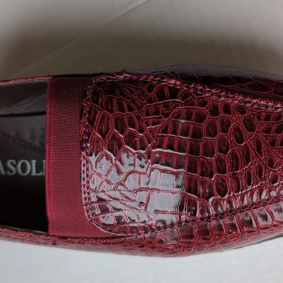 Rasolli Patent Leather Crocodile Print Wedge Slip On Loafer 7 Red - Picture 5 of 16